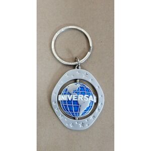 Universal Studios NAME: CHRIS Spinning Globe Keychain Silver Blue Star Frame